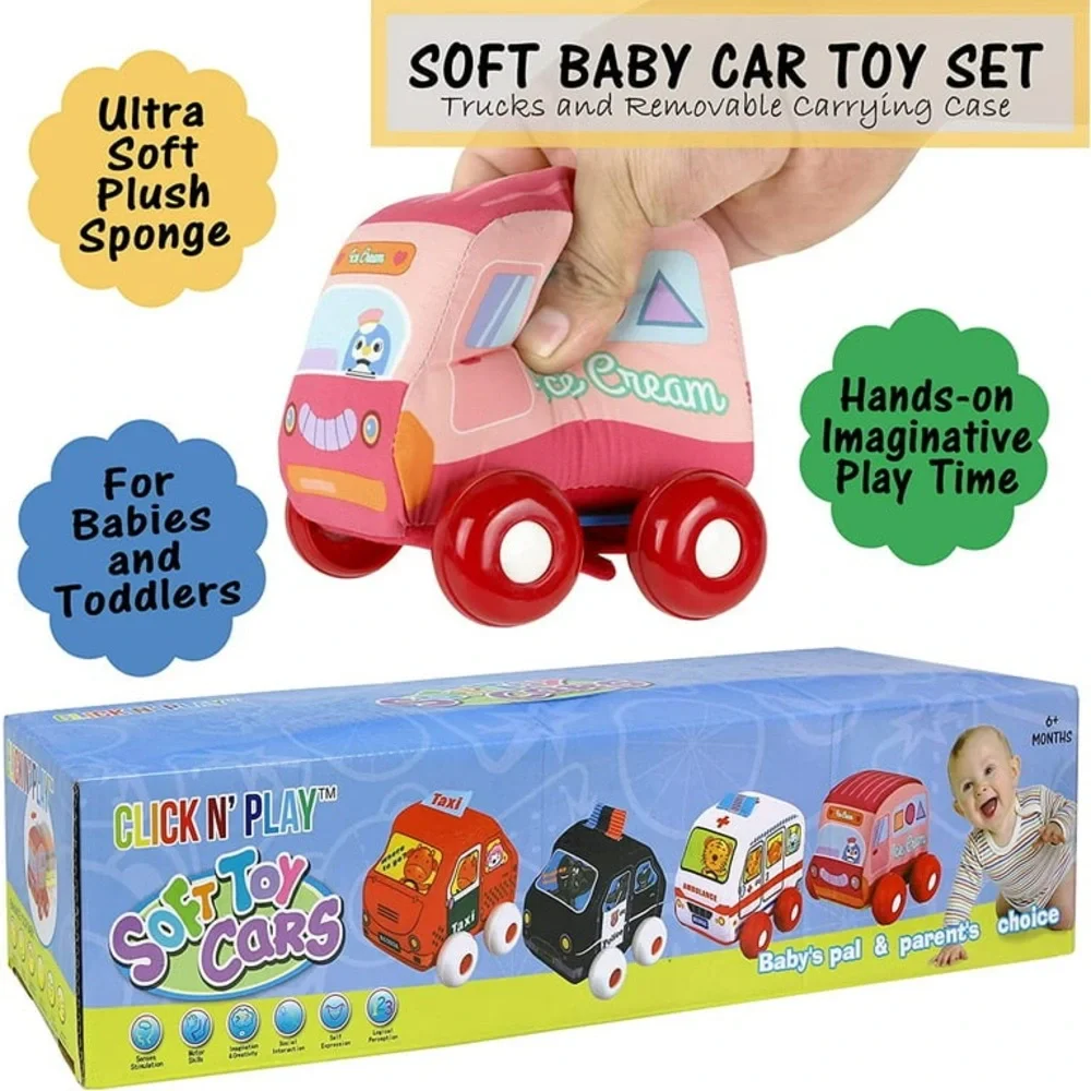 Soft Baby Car Toy Set - Red and Pink NEW IN BOX